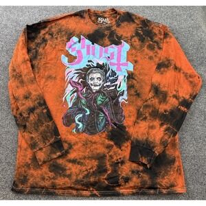Ghost Band Tie Dye Long Sleeve Shirt 2XL Orange Black Graphic Metal Tee